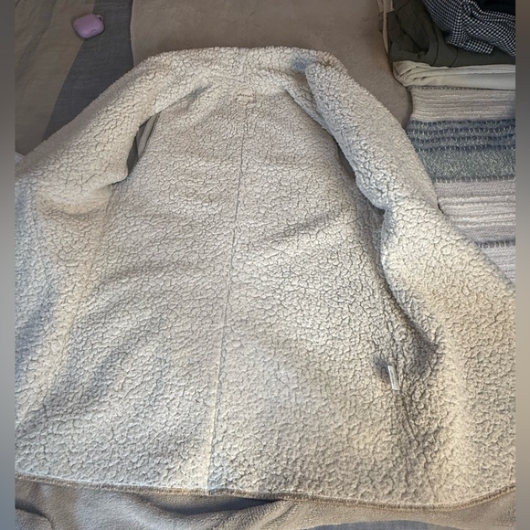 Cherish Faux Suede & Sherpa Tan Shearling Drape Front Moto Vest Jacket Small - Picture 5 of 8